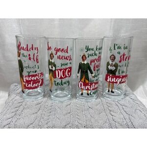Elf Movie Buddy the Elf Quote Glass Tumbler Set‎ of 4 Christmas Holiday Barware